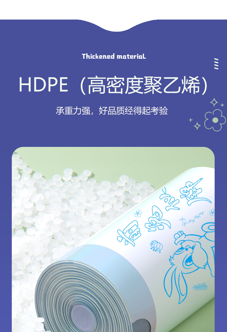 欧尔佳大卷印花抽绳垃圾袋前兔似锦图案100只垃圾袋家用详情13