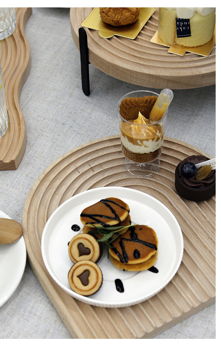 日式玄关装饰摆件香薰收纳盘水波纹木质下午围炉煮茶水果干果托盘详情5