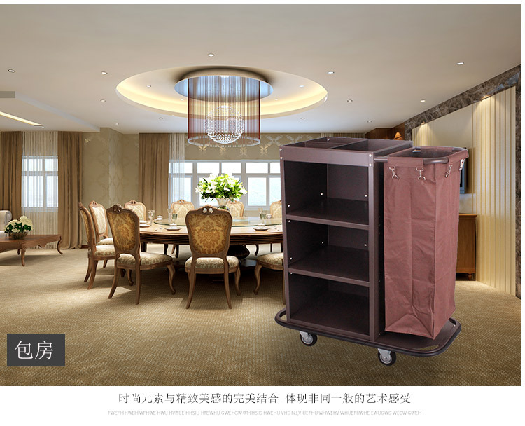 Customized single-sided room trolleys, hotel service trolleys, hotel room trolleys, cleaning work hand carts and linen trolleys pic 8
