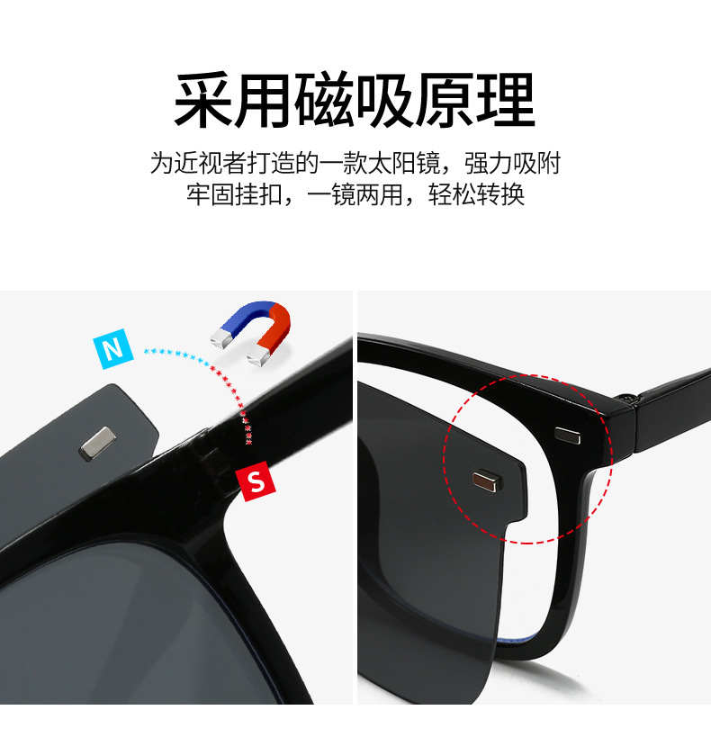2024磁吸套镜太阳镜三合一超轻夜视太阳眼镜夹片开车墨镜近视眼镜详情4