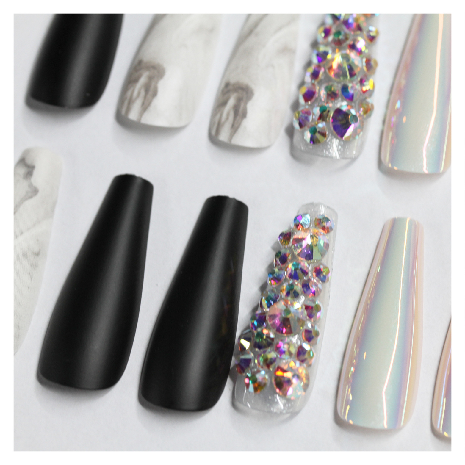 Special offer on 30 pieces of long ballet nail nail patches with diamonds pic 16