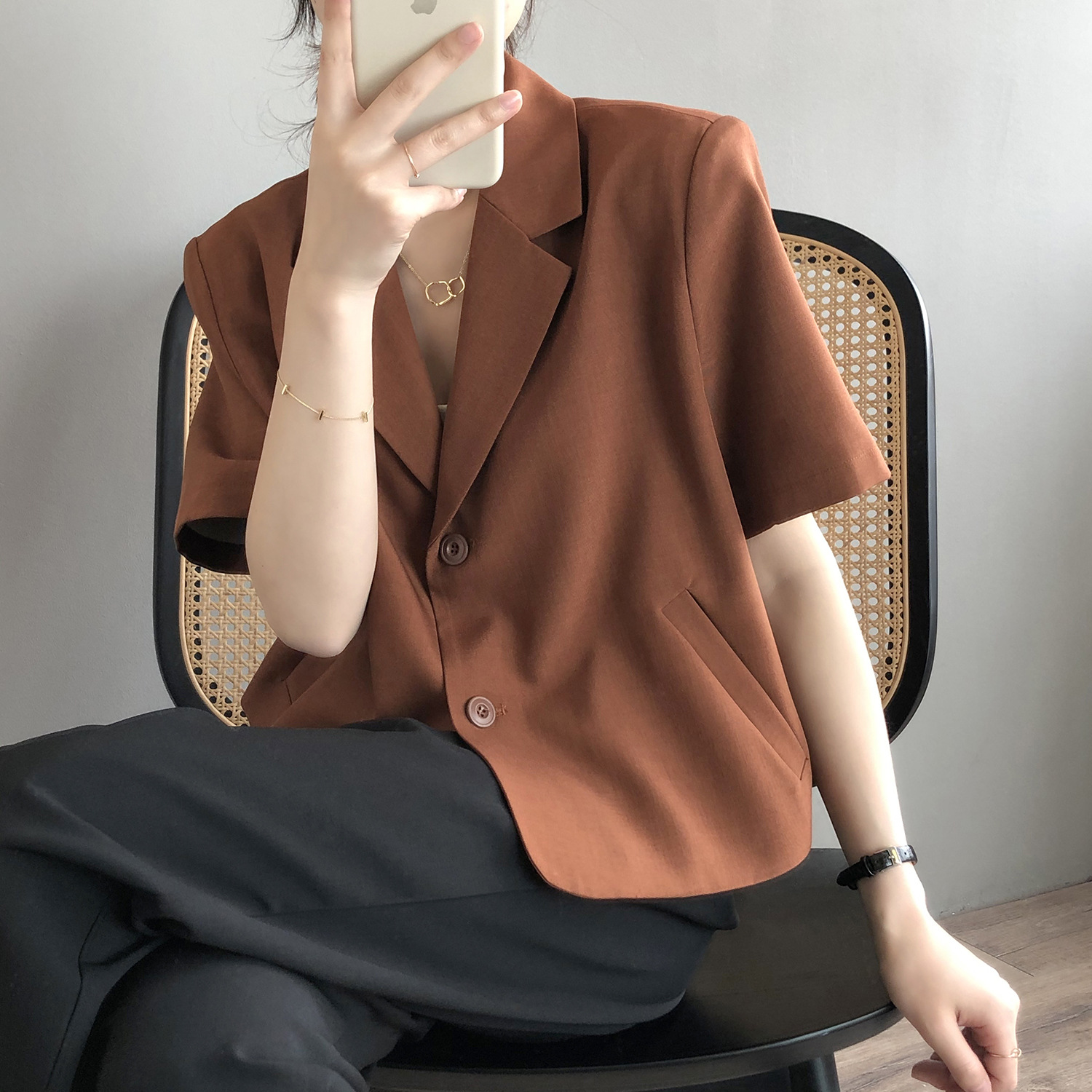 Yanshuang Solid Color short-sleeved blazer for women 2022 Summer New Korean Style loose and elegant short jacket 80158 pic 47