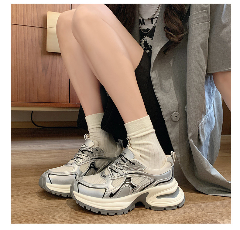 单网透气老爹鞋女2024年新款潮牌拼色厚底小个子百搭休闲运动鞋详情19