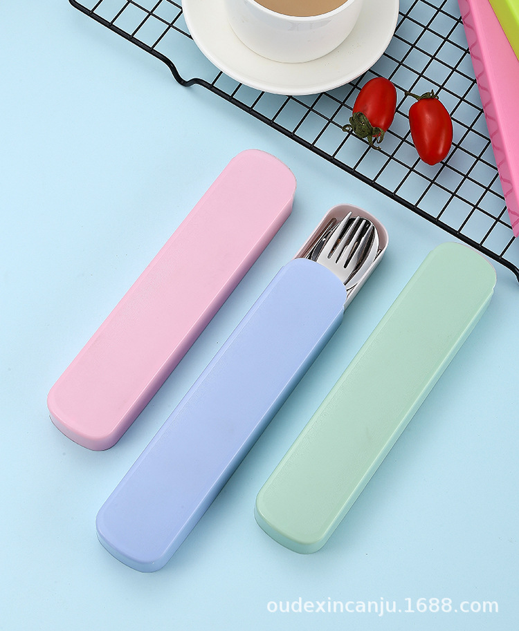 Advertising gift stainless steel tableware smiling face set, three-piece set of spoons, forks and chopsticks, customized tableware set for travel and outdoor activities pic 11