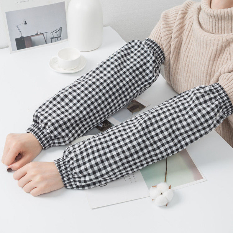 Extended sleeve sleeves for men and women with checkered patterns, office cleaning and anti-stain sleeves, warm sleeves for autumn and winter, kitchen and household chores sleeves pic 1