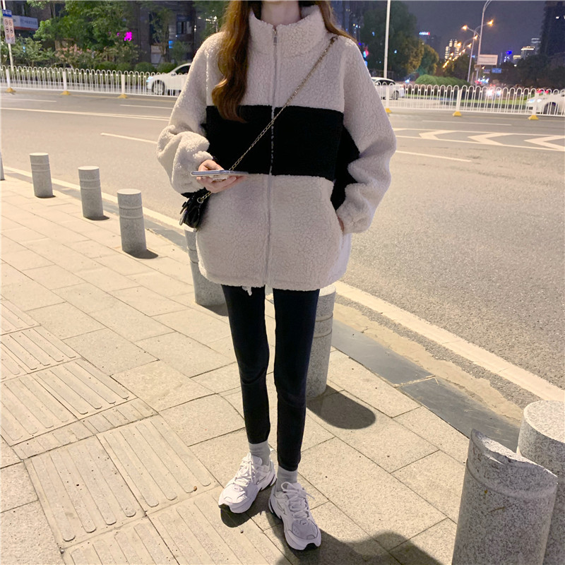 设计感小众加绒加厚羊羔毛爆款卫衣女秋冬宽松外套ins潮详情12