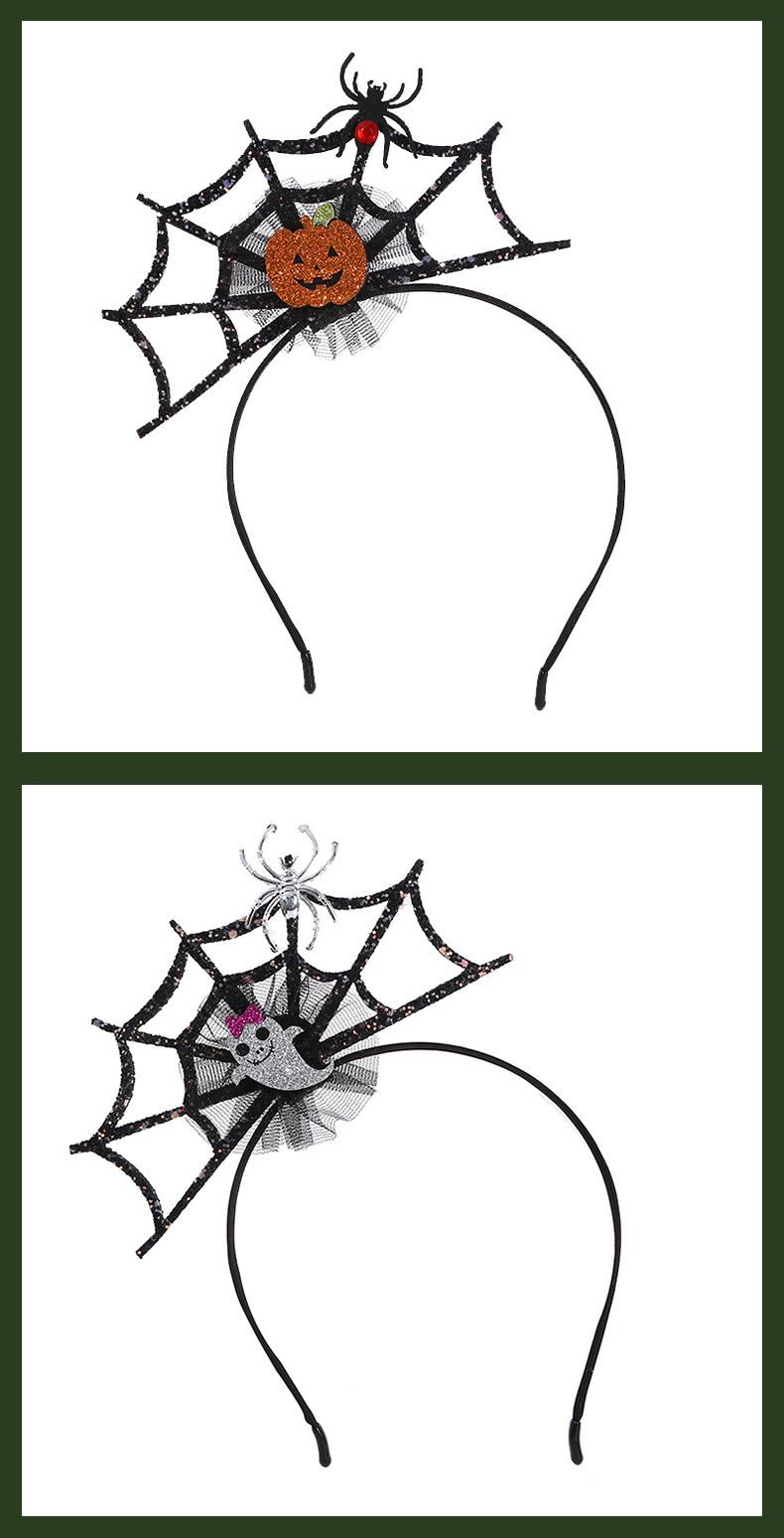 新款儿童万圣节亮闪幽灵鬼头南瓜网纱发箍 跨境节日头饰批发 吊坠款头箍精选详情9
