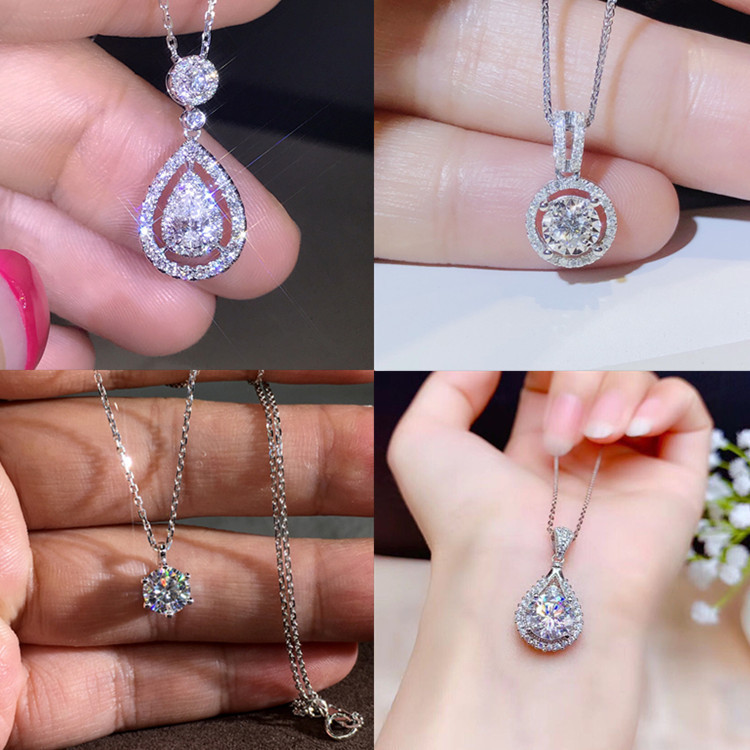 直播仿真莫桑石耳钉女ins爱心S925纯银针锆石六爪莫桑石耳环耳饰详情3