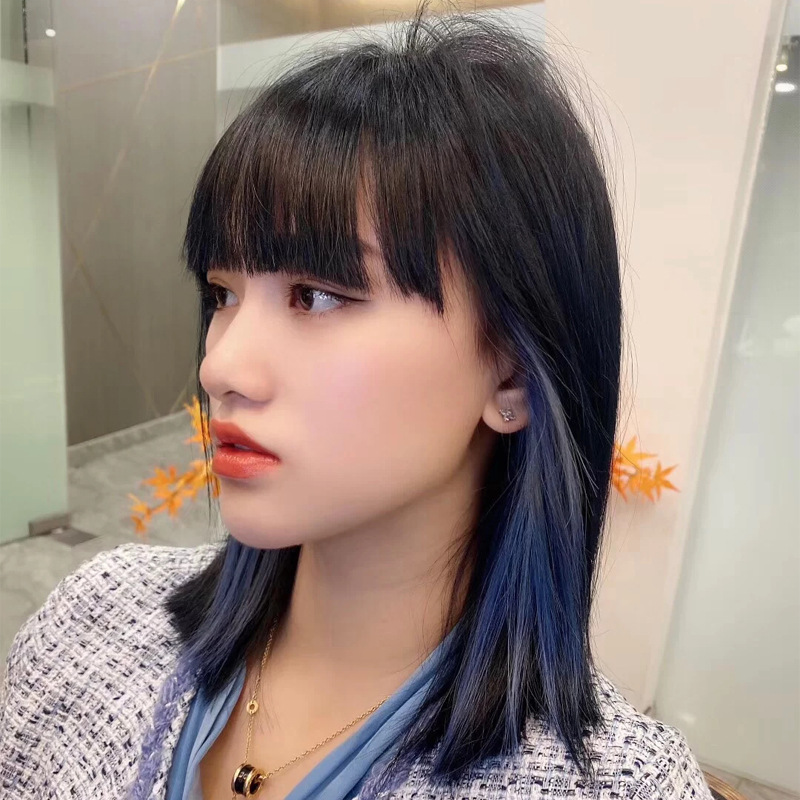 Ear-hanging dyed colored wig pieces, one-piece natural invisible highlight dyed hair extensions, gradient long straight hair extensions for women pic 12