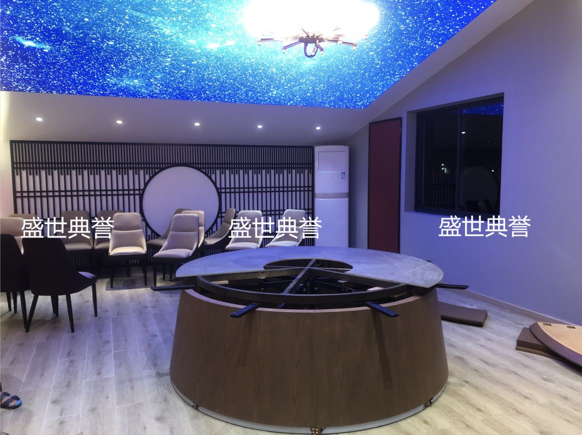 Solid wood electric dining tables and chairs for star-rated hotels in Qingdao, seafood restaurant private rooms, flat-level electric tables with lifting mechanisms pic 6