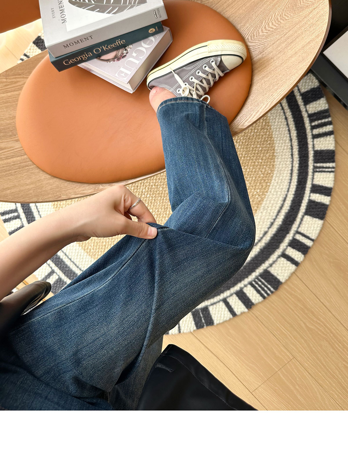 Close your eyes and join the series! New four-sided stretch fleece jeans for women in autumn and winter, slim and leg-slimming, straight-leg wide-leg pants pic 32