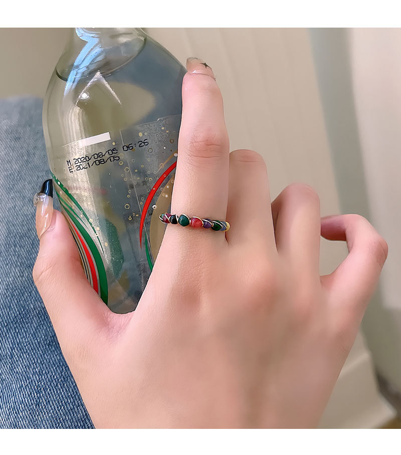 彩色串珠开口戒指女ins风甜美小众设计食指戒夏季百搭手饰品批发详情17