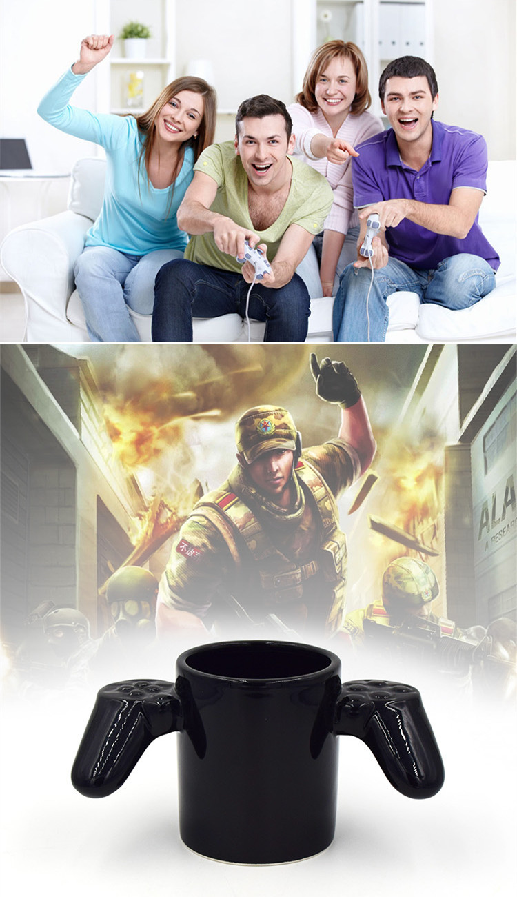 Cross-border creative game console shaped cups, black game controller cups, irregular-shaped coffee ceramic cups, one-piece consignment pic 4