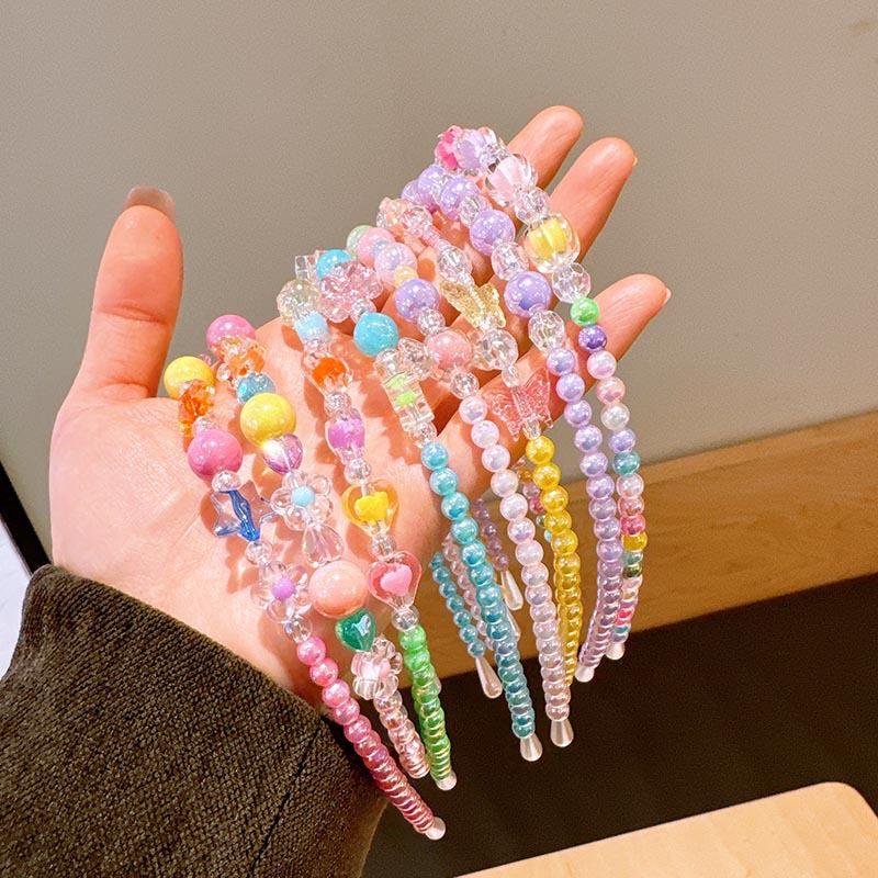 跨境新款儿童项链首饰套装炫彩串珠手链卡通发箍耳环公主女童配饰详情13