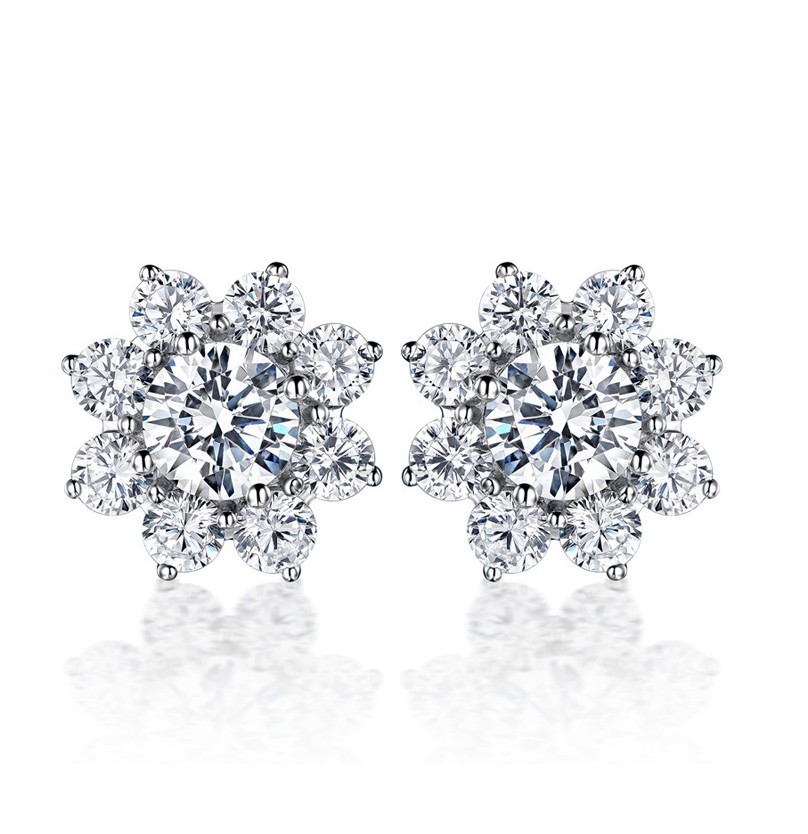 直播仿真莫桑石耳钉女ins爱心S925纯银针锆石六爪莫桑石耳环耳饰详情9