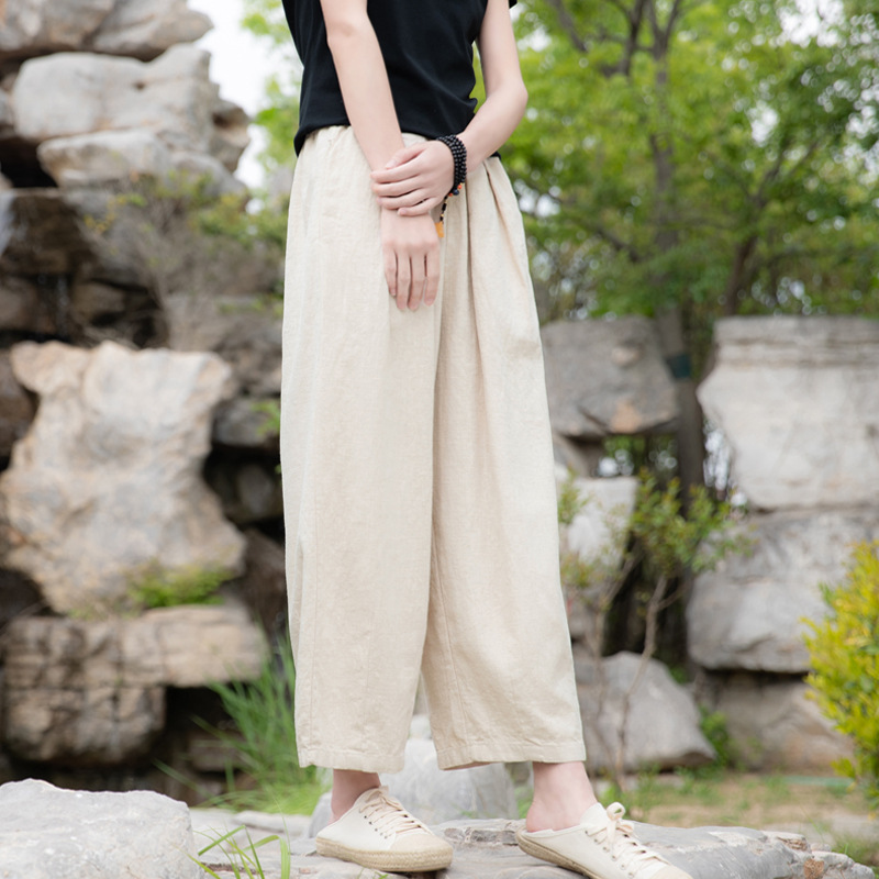 New Spring/Summer 2023 artistic and retro loose linen drape casual pants pic 15