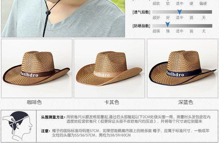 男士遮阳草帽夏季渔夫帽防晒遮脸凉帽沙滩帽男夏天帽子牛仔太阳帽详情3