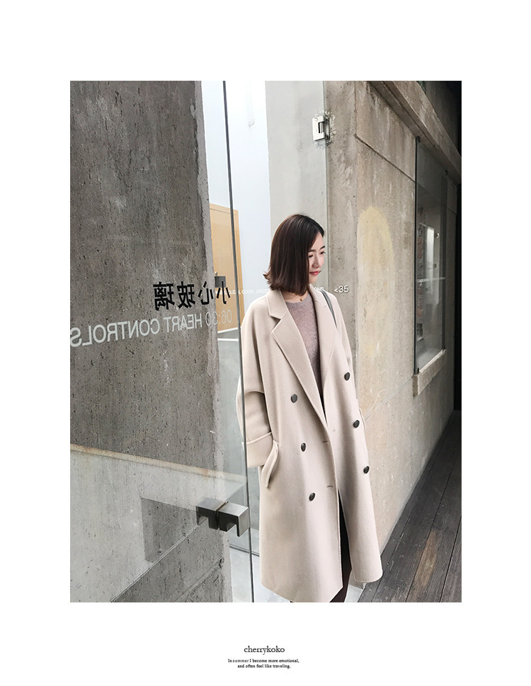 森系毛呢h型大衣女小个子中长款过膝初冬2022新款外套时尚秋冬款详情8