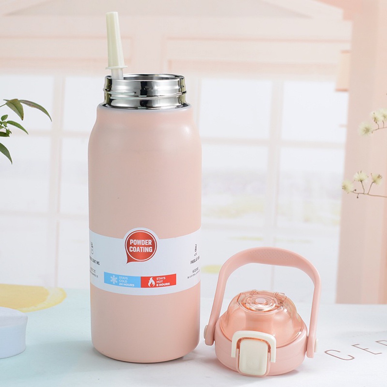 Self-developed oidire portable car water boiling travel kettle, cold drink coffee, tea and water separation, tea-making exercise, long-lasting heat preservation kettle, large capacity with straw pic 19