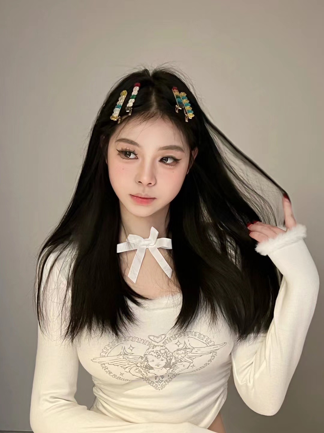 Korean sweet double-clip cartoon cute bear side bangs clip, 2023 new trendy one-line clip pic 4