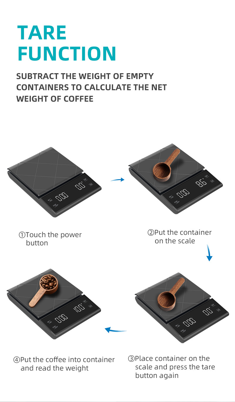 Amazon coffee scale, multi-functional bar counter electronic scale, gram scale with timer, 3KG kitchen scale pic 8
