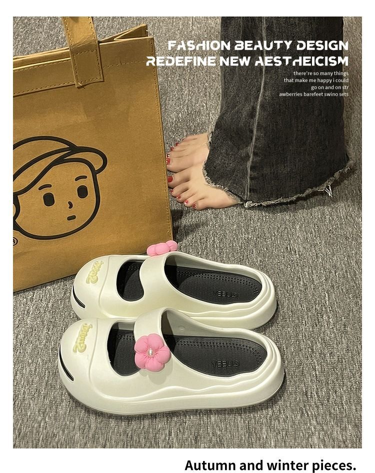 开口笑半包半拖鞋女士2023夏季新款时尚百搭可爱学生厚底凉拖鞋女详情3