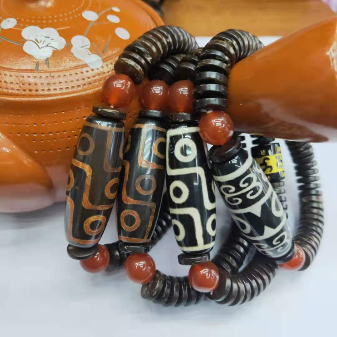 Guangshun Jewelry Coconut Shell Sky Pearl Agate Bracelet Wholesale Tibetan-style Nine-eye Sky Pearl Fortune Bracelet Factory Direct Sales pic 6