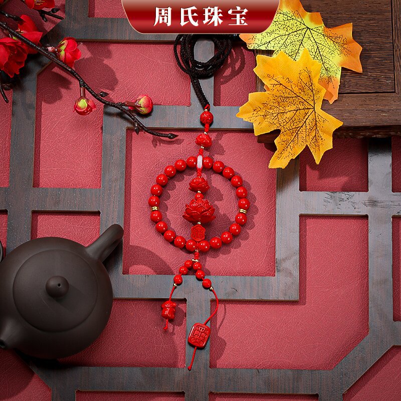 Wholesale red sand car hangers, big steps, lotus flowers, peace, happiness, God of Wealth, car interior accessories, 2023 national trend accessories pic 3