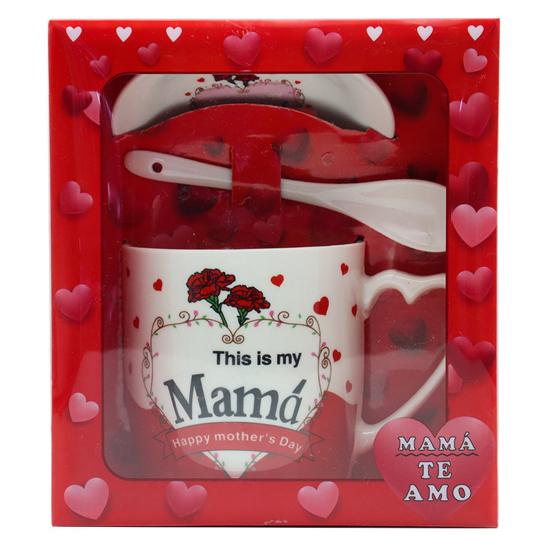 创意镀金西语母亲节陶瓷马克杯牛奶杯大容量杯具外贸专供带柄勺托盘咖啡杯套装送妈妈的礼物工厂直供支持多语做客logo详情8