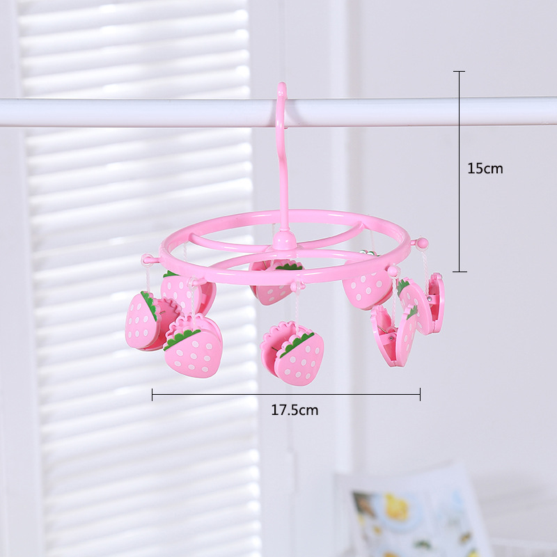 家用衣架卡通塑料8个夹子晒晾衣架内衣裤袜子可爱圆形晾晒衣架详情3