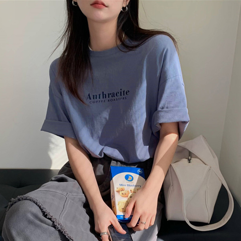 夏季棉质短袖t恤女装潮韩版宽松大码半袖打底衫 chic港味上衣代发详情12