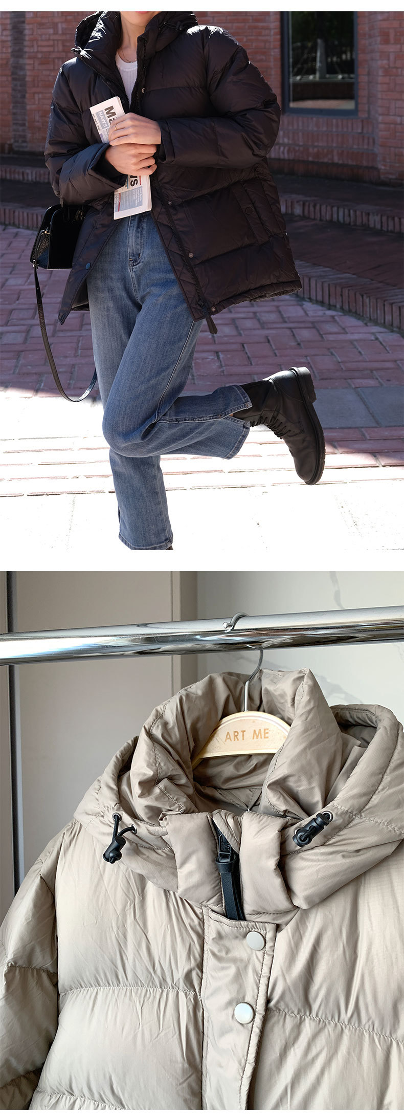 The cold-proof magic weapon, the 700-peng 90 white goose down thickened warm loose short hooded bread down jacket for women in winter pic 11