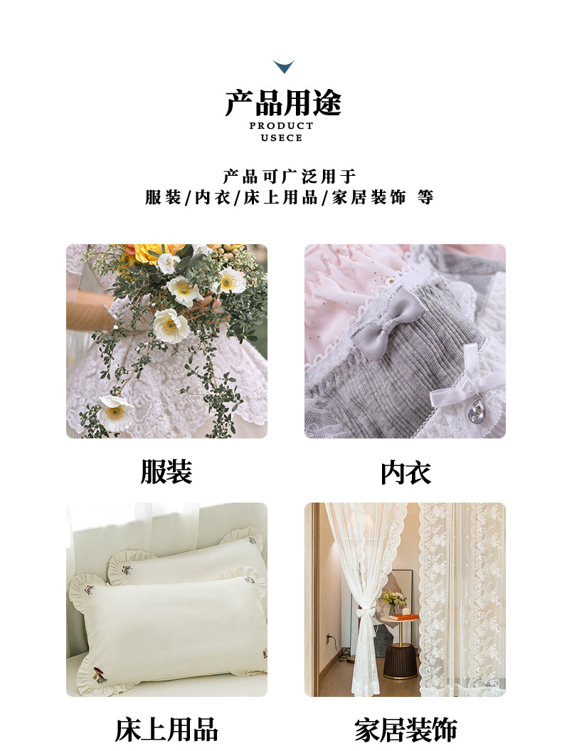 Factory direct sales of water-soluble lace clothing and wedding accessories, polyester knitted lace, white elastic lace pic 8