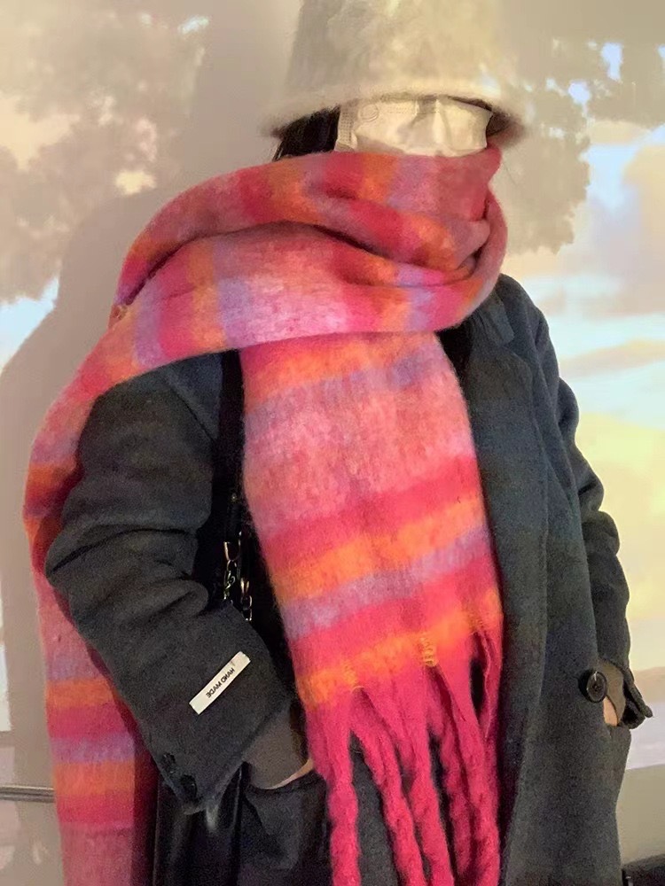 秋冬季新款仿马海毛围巾女百搭披肩保暧围脖外贸批发Z家工厂直销详情8