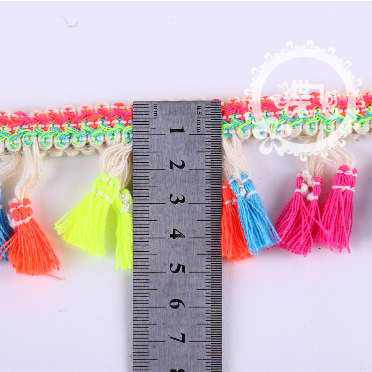 民族风蜈蚣边彩色流苏扫把花边DIY帽子围巾窗帘服装辅料花边现货织带详情16