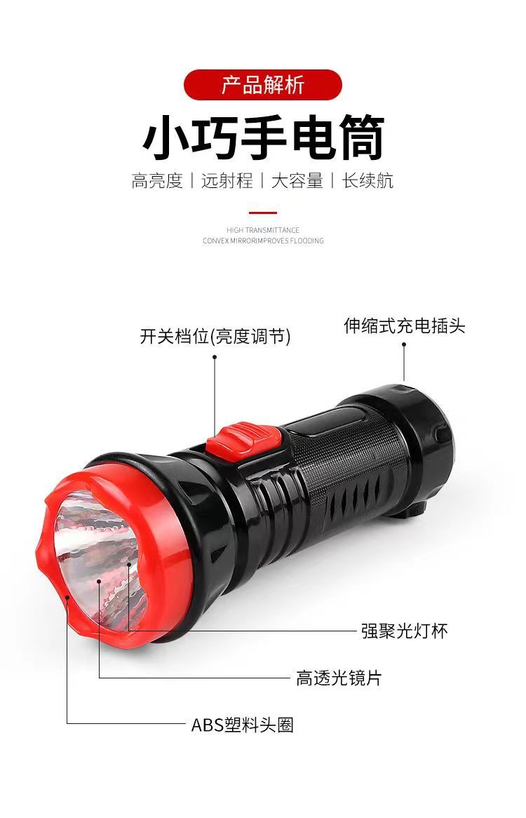 Wholesale of cross-border LED high-intensity rechargeable flashlights for household, outdoor, fire-fighting, camping and mountaineering portable mini flashlights pic 5