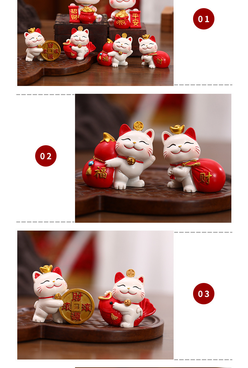 Creative home decorative items, resin handicrafts, shaking head money cat, cute cat, car center console decorative items pic 6