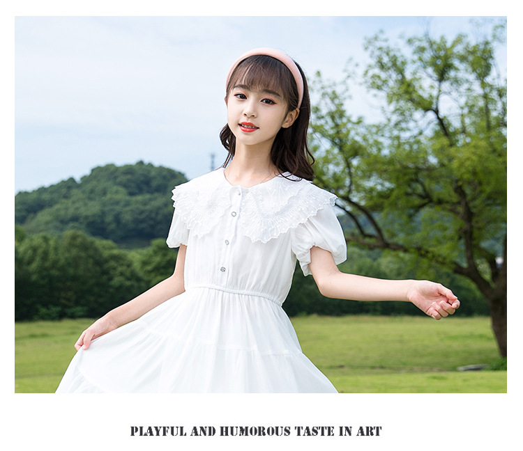 A new Korean-style stylish dress for girls, a short-sleeved princess dress, and a popular chiffon puffed-sleeve dress for children pic 7