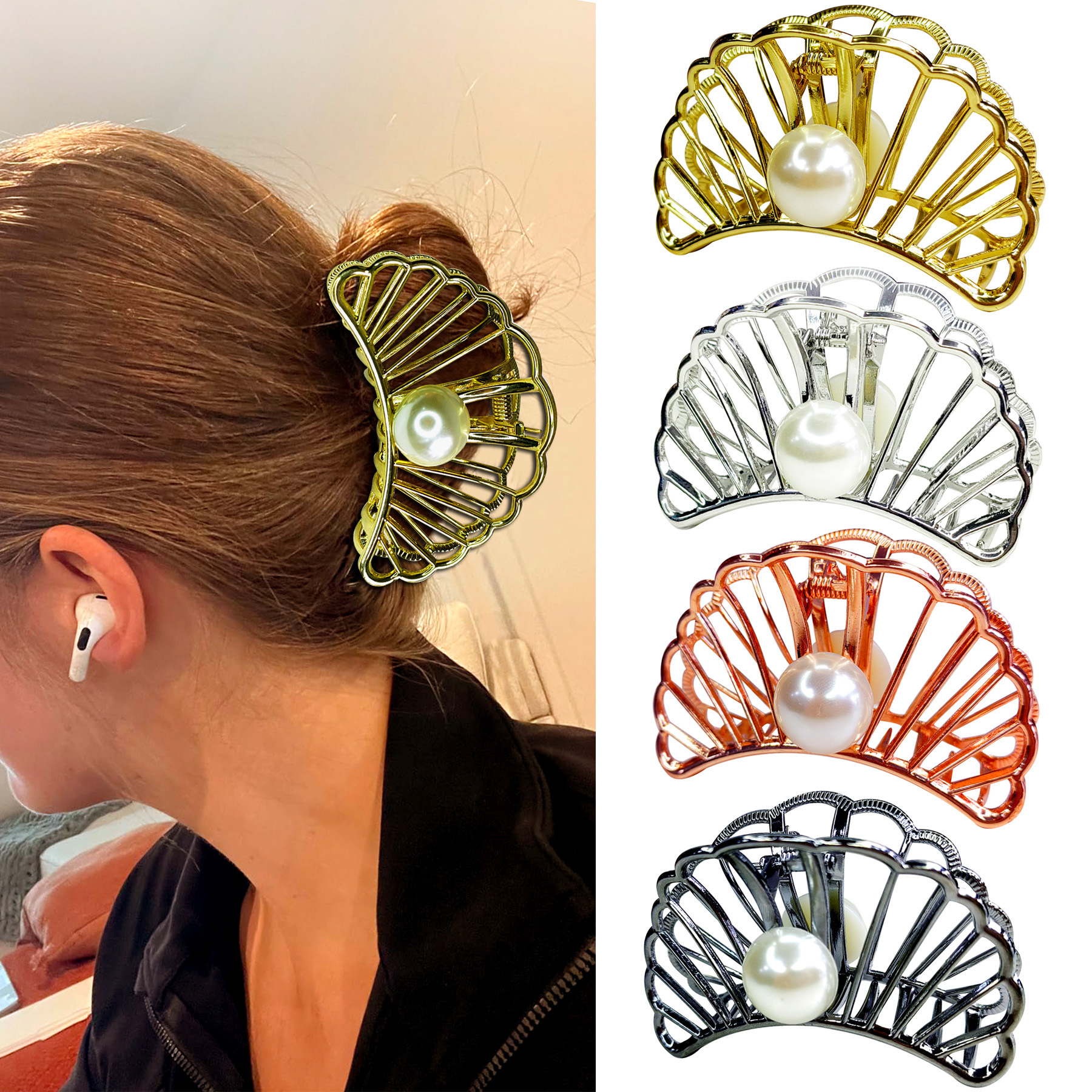The 2025 National Trend series hairpins feature a niche design with geometric leopard print pearl hairpins, exuding a feminine and high-end charm. They are medium-sized semi-clip headwear pic 52