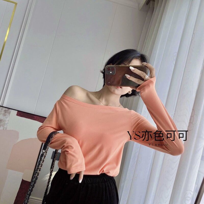 Yise Coco one-neck base layer for Women 2021 Early Autumn New style Japanese sweet and sexy thin long-sleeved top pic 14
