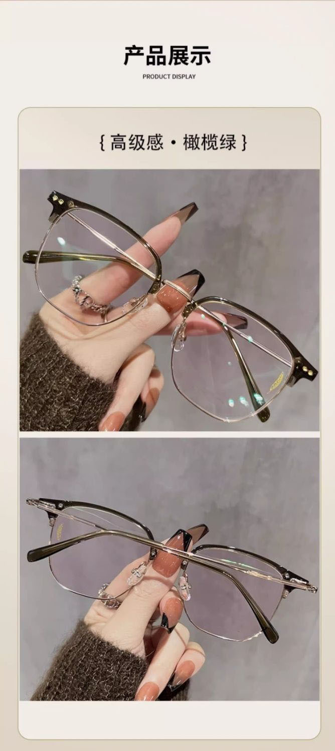 超轻眉线款半框眼镜男女同款近视配度数文艺素颜显瘦眼镜框眼镜架详情14