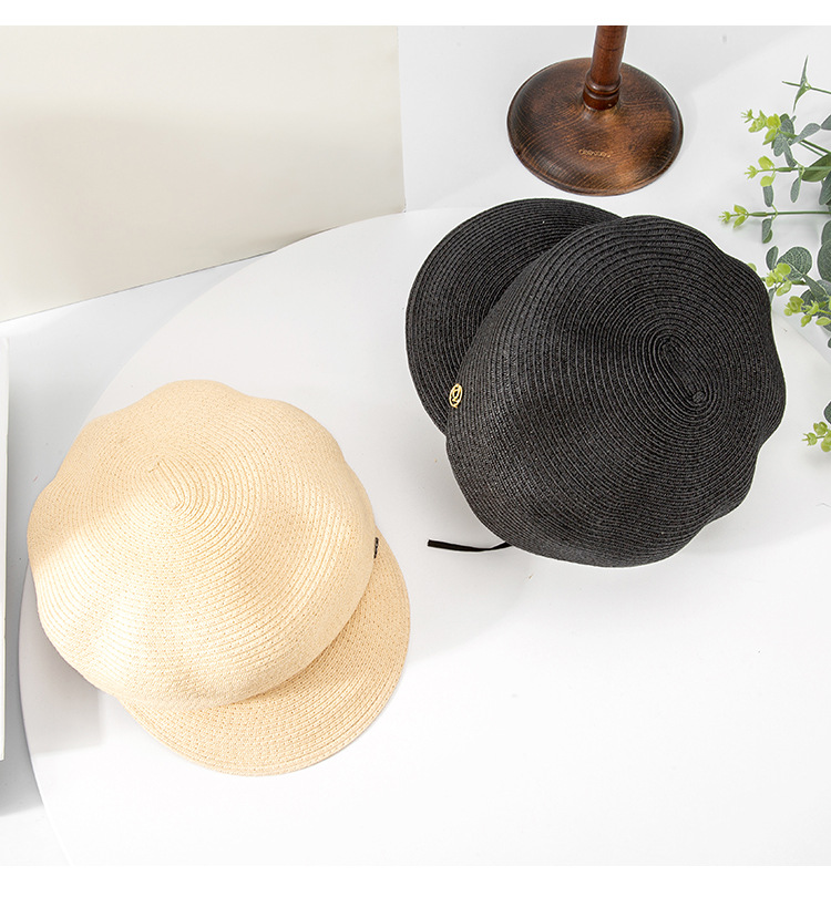 荣美2024春夏新款草编鸭舌帽女士夏季出游轻便休闲百搭遮阳棒球帽详情11