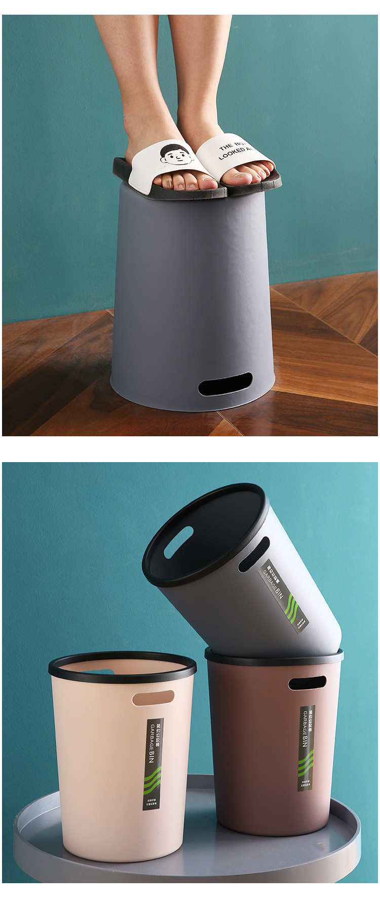 Simple large-sized household bathroom, living room, kitchen, bedroom, office, toilet with handle pressure ring, uncovered trash can pic 8