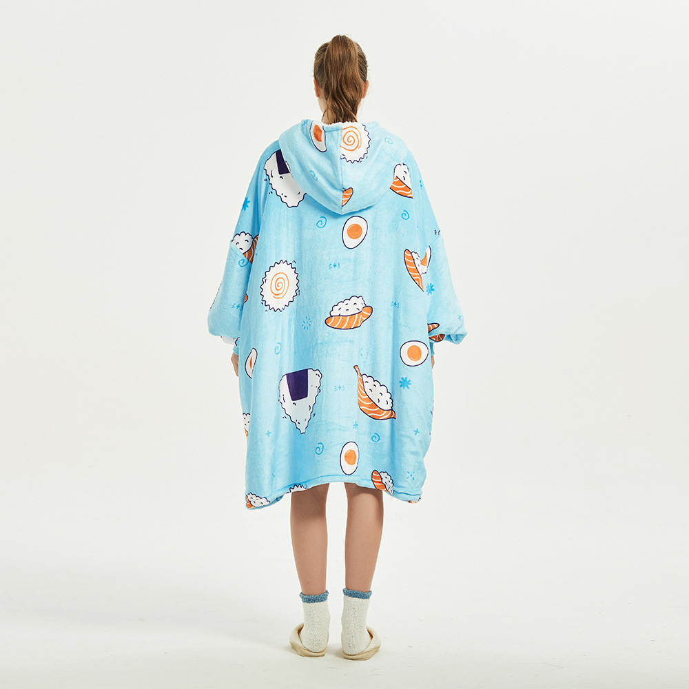 鹏民懒人套头抓绒服连帽电视毯户外衣保暖睡袍懒人毯防寒衣现货批2023新款详情13