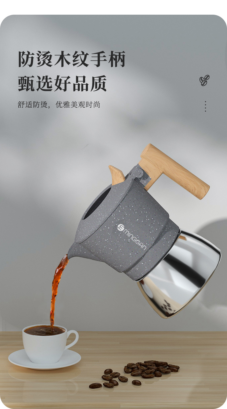 双阀摩卡壶不锈钢壶增压咖啡壶家用复古欧式户外浓缩咖啡器具详情12