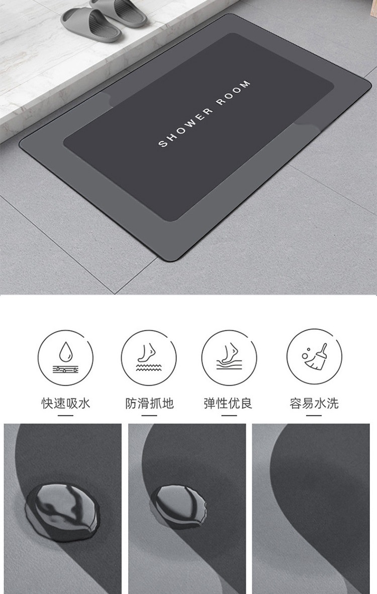 跨境爆款北欧风厨房两件套科技绒软垫吸水吸油脚垫耐脏易清洗脚垫详情2