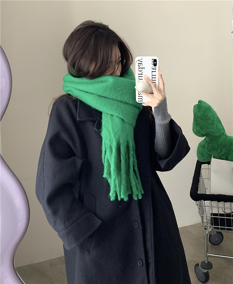 Solid color Korean-style thickened scarf for women 2022 new Korean-style winter scarf for men, versatile shawl scarf in pink pic 8
