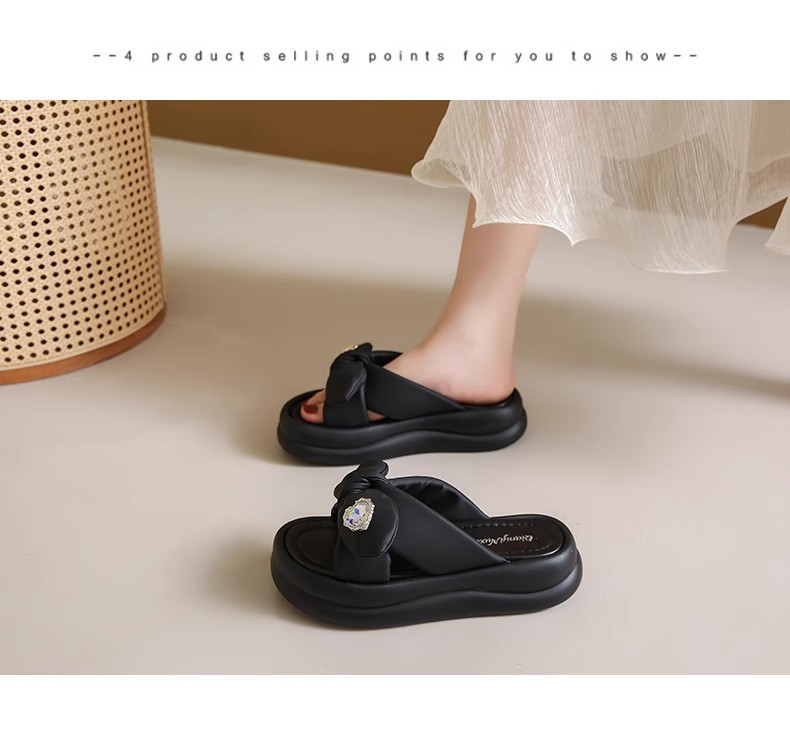 2024年夏季外穿舒适新款时尚休闲百搭厚底一字拖蝴蝶结女士凉拖鞋详情17