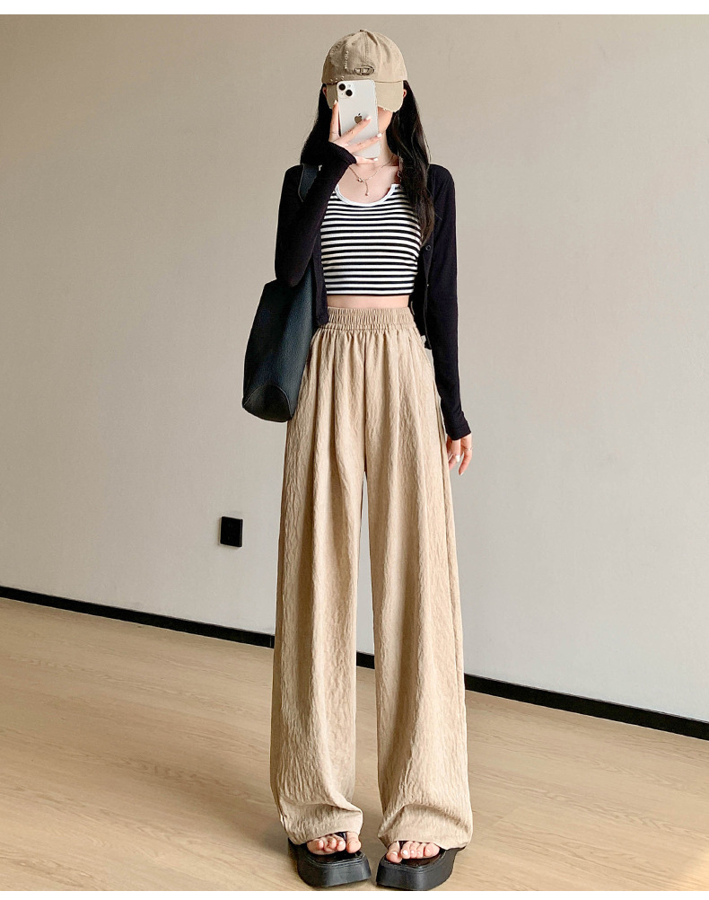 白色奶芙山本阔腿裤女春夏2024新款高腰垂感醋酸小个子慵懒风冰丝详情21