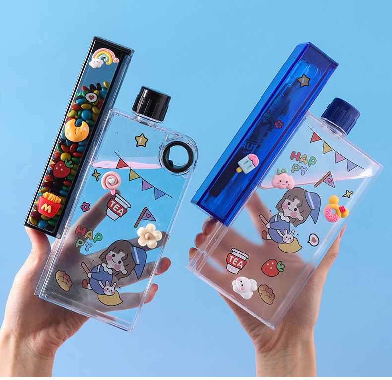 X49- A5-F,A5-A韩系高颜值网红创意方形扁平水杯ins风学生户外便携分体滑槽水杯详情23